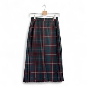 UK Vintage St Michael Skirt Tartan Plaid Pleated Wrap Wool Long Modest Skirt
